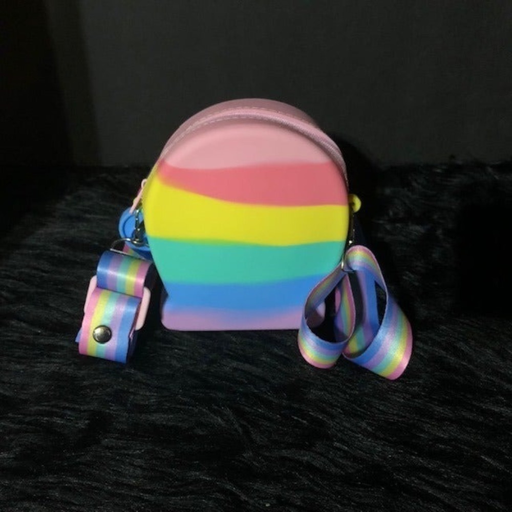 Unbranded Fidget Purse Kids Small Rainbow Like New Pop It Silicone Crossbody Bag - Picture 6 of 6